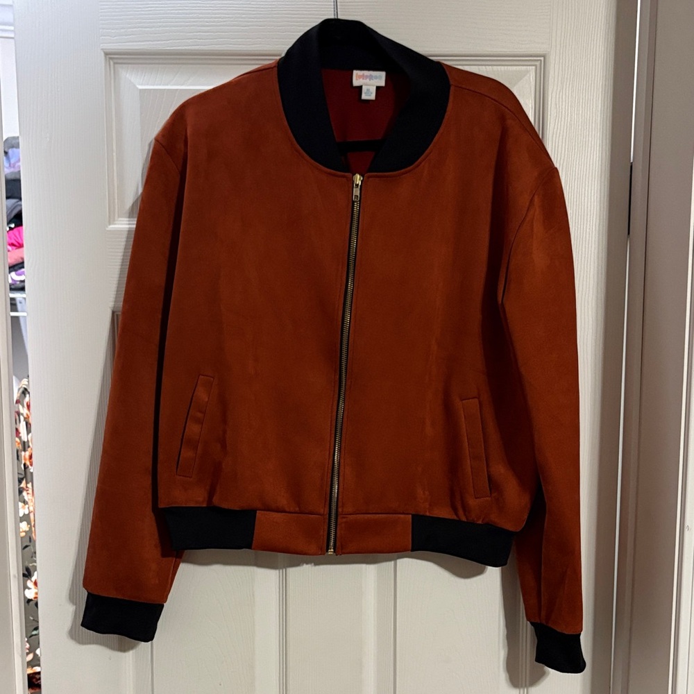 Lularoe Rust Bomber Jacket with Black Accents- Size XL- Like New